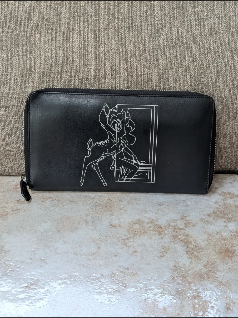 Givenchy Bambi Zip Coin Leather Wallet Clutch Black w COA